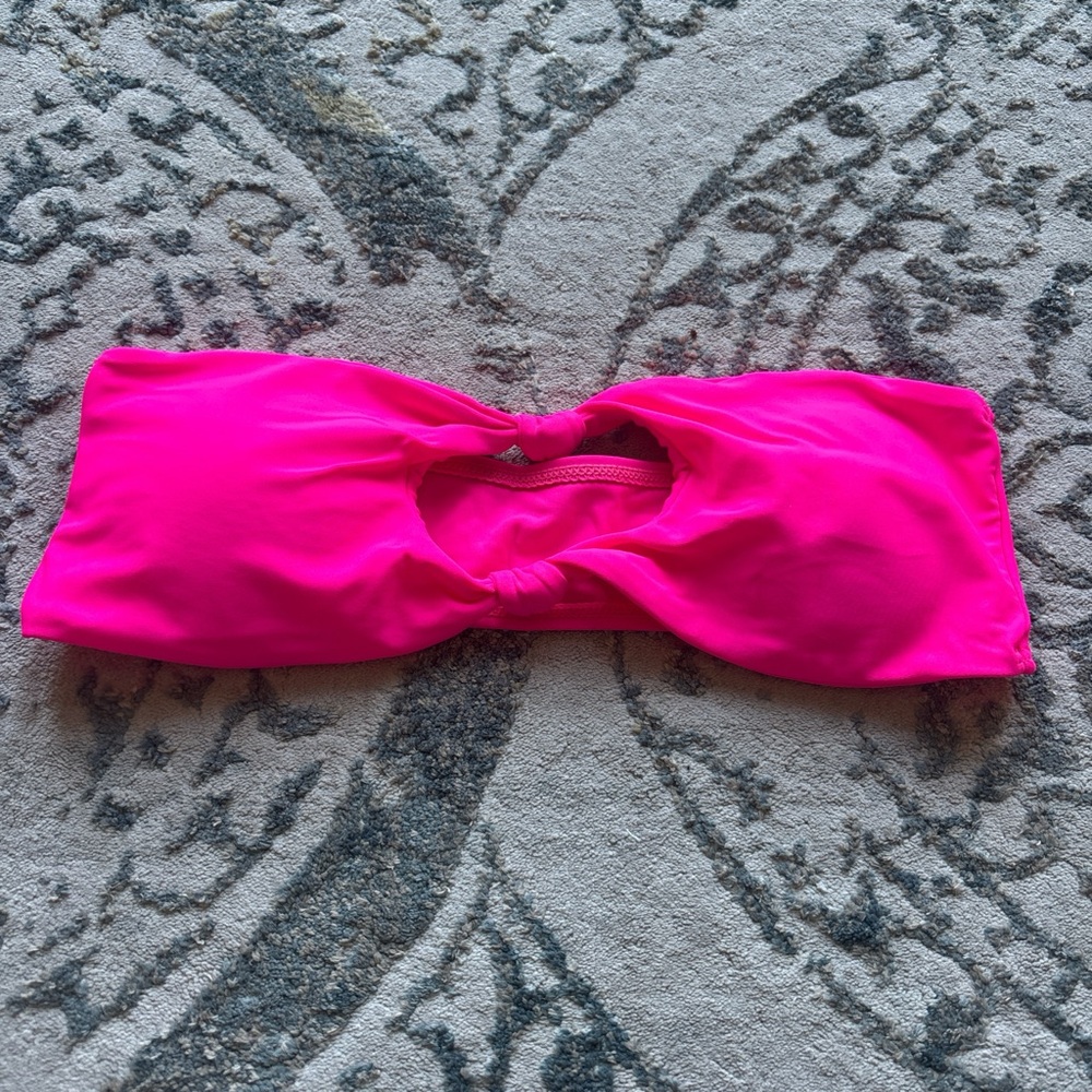 SHEIN Pink Bandeau Bikini Top with Knot Detail